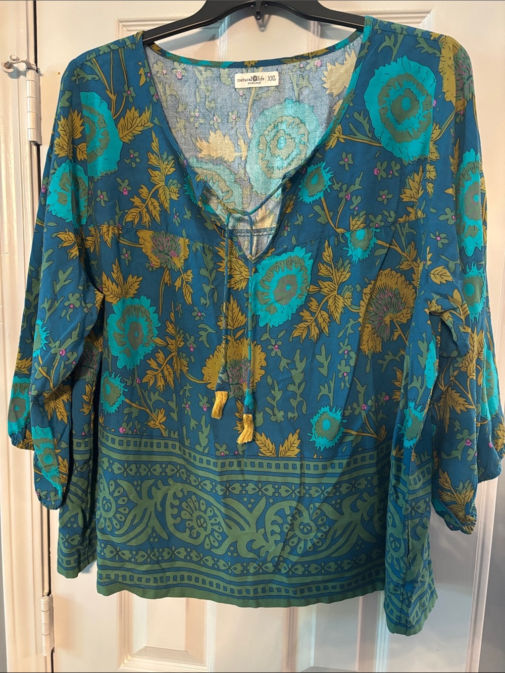 Natural Life Floral Tunic in Blues & Greens